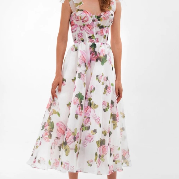 Milla Tender Floral Midi Tie Strap Dress - XS - Picture 4 of 5